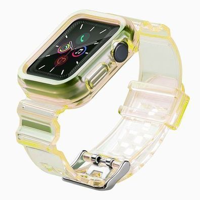 Silikonarmband-Set Gelb fuer Watch 3/2 42mm - Flexibler Schutzgurt und Huelle fuer
