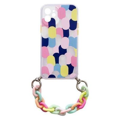 Multicolor Kettenhuelle: Flexibles Silikon Case mit Kettenanhaenger fuer iPhone 12