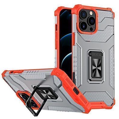 iPhone 12 Pro Schutzhuelle: Hybrid Crystal Ring Case - Rot - Mit Magnetischem Hal