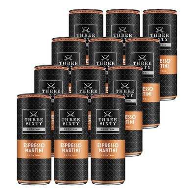 Three Sixty Espresso Martini – 12x 0,25-l Dosen – Ready to Drink Cocktail – 10