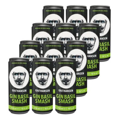 KNUT HANSEN Gin Basil Smash – 12x 250-ml – Ready to Drink Cocktail – 10-% Vol