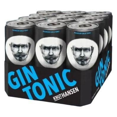 KNUT HANSEN Gin Tonic – 12x 250-ml Ready to Drink – 10-% Vol. – Premium Gin in