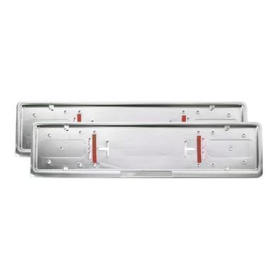 Kennzeichenhalter Nummernschildhalter für Skoda Edelstahl Chrom Silber 2x