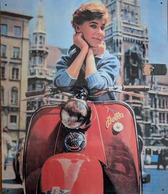 Blechschild Zündapp Bella Roller , Oldtimer, Zweirad, Werbung, Klassiker, Deko