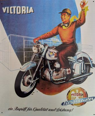 Blechschild Victoria Bergmeister, Motorrad, Deko, Oldtimer, Bild, Klassiker