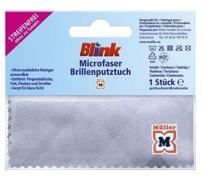 Blink Mikrofasertuch fuer Brillenreinigung, Weiss, 1 Stueck
