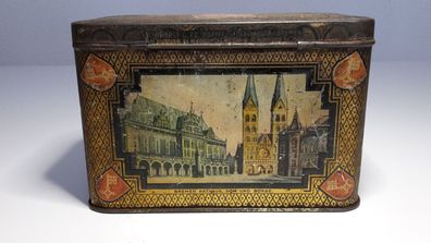 Antike Kaffeedose Bremen Streithorst um 1930 Rathaus Roland Leuchtturm Blechdose Deko