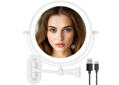 Auxmir LED Kosmetikspiegel 1X/10X, Wandmontage, 360°, Touch, 3 Farben
