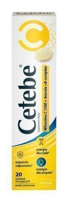Cetebe Vitamin C 1000 + Acerola + B-Komplex, 20 sprudelnde Tabletten, Nahrungser
