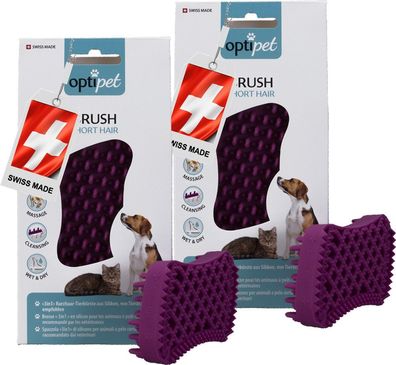 OptiPet 3in1 2x Tierbürste für Hunde & Katzen Kurzhaar Katzenbürste Hundebürste