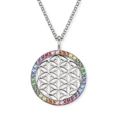 AnhängerKette - Silber - Lebensblume multicolor