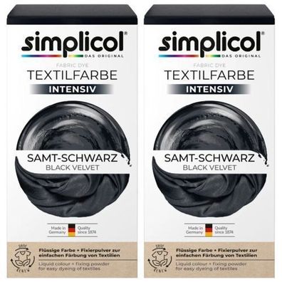 Simplicol Samt-Stofffarbe Schwarz – 2er Set