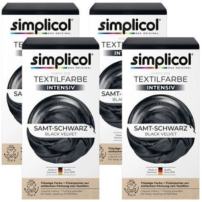 Simplicol Textilfarbe Samt Schwarz, 4er Set