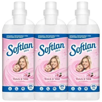 Softlan Weich & Mild Weichspüler 3x45 Waschladungen