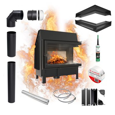 Kamin Lufteinsatz KRATKI ZIBI Rechts 11kW Ø180 EKO Rekuperation SET