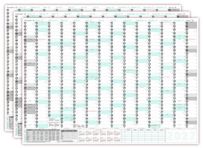 3 Stück XXXL Wandkalender 2027 - Sehr groß im DIN B0 Format (1,4 x 1,0 m)