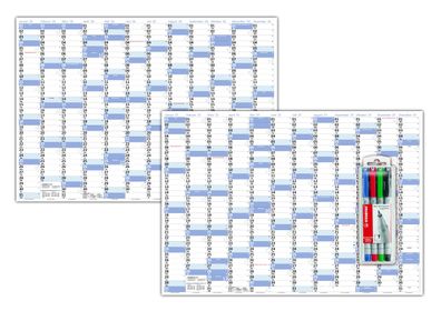 XL Wandkalender DIN A1 2026 + 2027 nass abwischbar + Stifteset Format 59,4 x 84,1cm