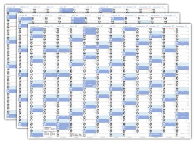 3 Stück XL Wandkalender DIN A1 2027 blau nass abwischbar Format 59,4 x 84,1cm