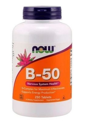 NOW Foods Vitamin B-50 Komplex, 250 Tabletten - Nahrungsergänzungsmittel für ant