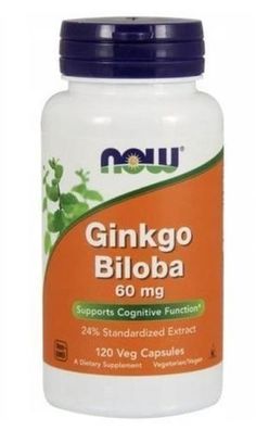 Now Foods, Gingko Biloba 60 mg - 120 Kapseln | Gedächtnis & Konzentration Unters