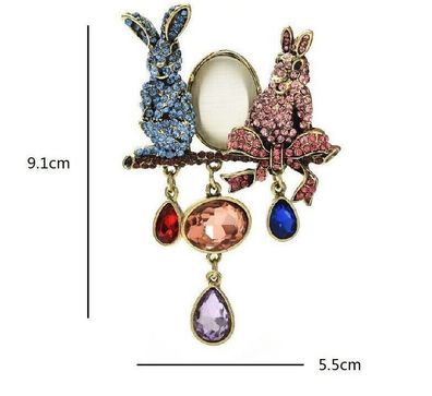 Hasen Brosche, Tier Schmuck, Kaninchen Brosche(B1307258)