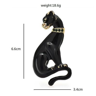Schwarze Panther Brosche, Tier Schmuck, Katzen Brosche, (B1307259)