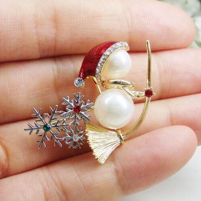 Brosche/Schneemann Brosche/ Weihnachts Schmuck/ mit synthetischen Perlen (B13072511)