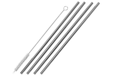 Westmark Trinkhalm Edelstahl gerade mit Reinigungsbürste 21,5cm 4er