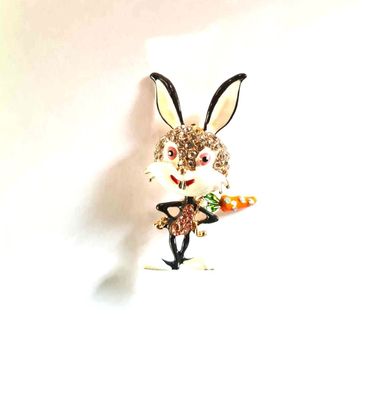 Hasen Brosche, Tier Schmuck, Kaninchen Brosche, Hasen mit Möhre Schmuck(B13072512)