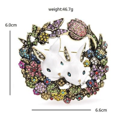Hasen Brosche, Tier Schmuck, Kaninchen Brosche, Hasen Schmuck (B13072512)