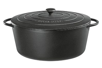 Küchenprofi Bratentopf oval Gusseisen mit Deckel 7 l 33x12,9cm schwarz