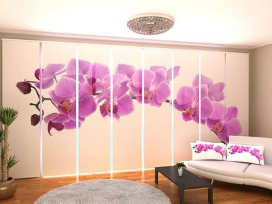 Fotogardine 1-8 tlg. "Grosse Orchidee in Lila" Schiebegardine Flächenvorhang - Blumen