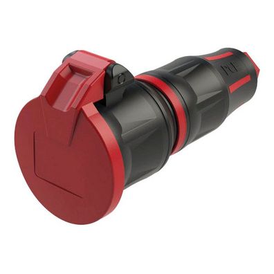 PCE Rubber Schuko Connector Female Rot