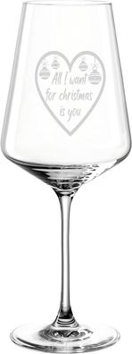 Leonardo Puccini Weinglas 560ml mit Gravur All I want for Christmas is you - Rot