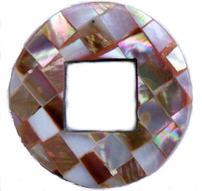 Anhänger "Kreis" - Horn mit Perlmutt belegt - 30 mm Durchmesser