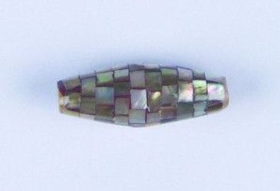 Perle "Raute" - mit beigem Perlmutt belegt - 31 x 12 mm