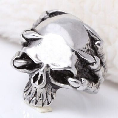 Schädel Ring, Skull Ring, Drachenkralle Ring, Biker-Ring Größe 64 (TR13072518)