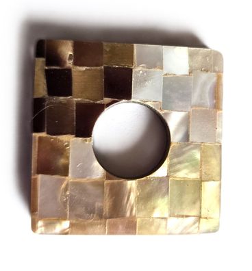 Anhänger "Quadrat" - Horn mit Perlmutt belegt - 30 x 30 mm