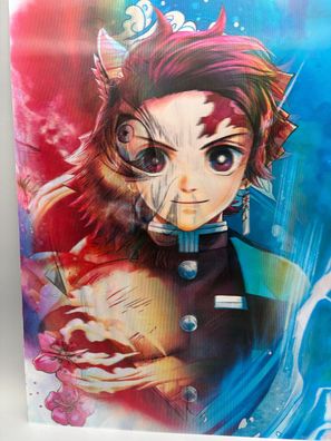 3D-Bild/Effekt-Flip-Anime-Demon Slayer-Inosuke, ezuko, anjiro-30x40cm-ohneRahmen