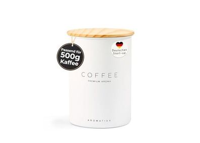 Aromatixx Versiegelte Edelstahl-Kaffeedose 500 g mit Holzdeckel, Kaffeebohnenbehälte