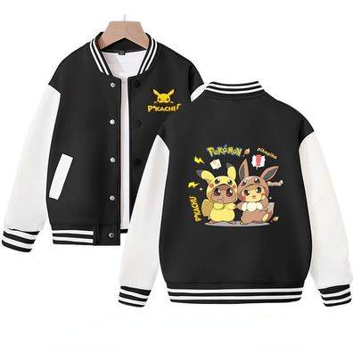 Pikachu Cosplay Eevee Baseballjacke Student Bomberjacke Kinder Pokemon Preppy Jacke