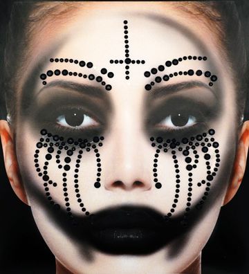 Gothic Gesichts Tattoo Halloween schwarze Steine deluxe Kostüm Karneval Fasching