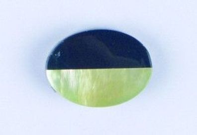 Perle "Oval flach" - perlmutt creme/ dunkelbraun - 29 x 21 x 8 mm