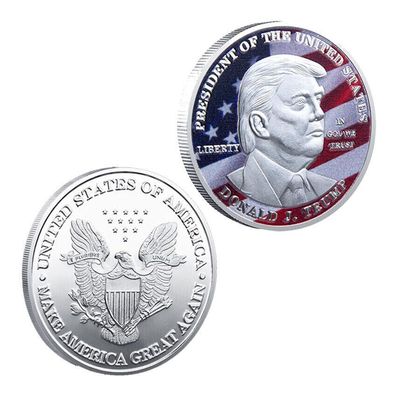 Donald Trump Medaille Amerika Adler Mehrfarbig Neusilber (TM130725)