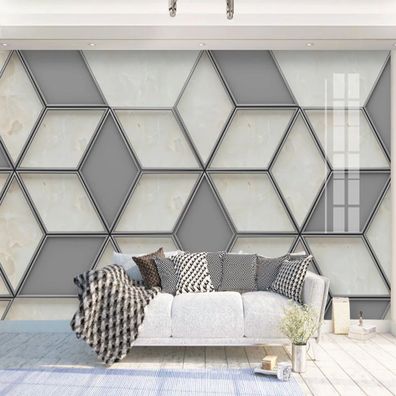 Vlies Fototapete Wandtapete Wandbilder Dreidimensional Weißem Marmor Jazz 9857