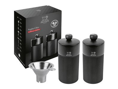 Peugeot Duo Pfeffer & Salzmühle Night Chic Line inkl. Edelstahltrichter 12cm matts