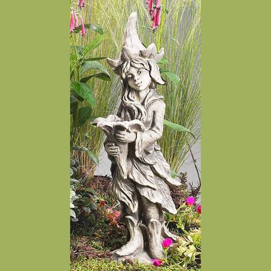 Gartenfiguren Skulpturen Betonguss Blumenkind Sommer Gartenfigur Skulptur Deko Gartenstab Figur Garten Garten Terrasse