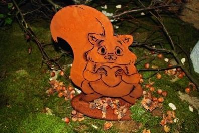 Edelrost Eichhörnchen Garten Dekoration Metall Herbst Baum Tier Terrasse Rasen