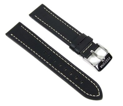 Festina Uhrenarmband 21mm | Leder schwarz heller Naht F16243/1 F16243