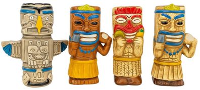 4 Stück Tiki Coctail Becher mit Motiv 430ml-480ml Trinkglas Restaurant Bar Deko